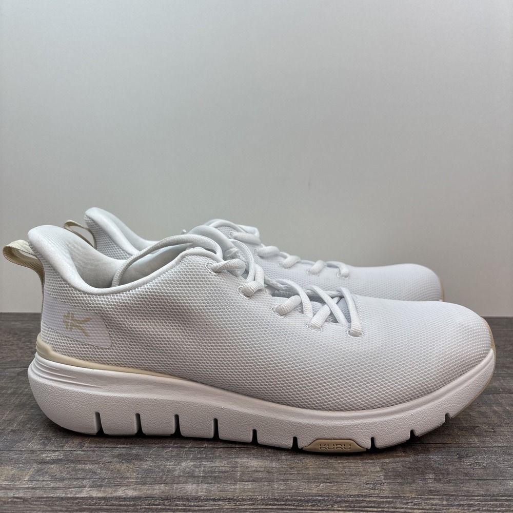 KURU Flex Via Women's 9.5 Sneaker Bright White-Sand Mesh Lace Up Running NEW